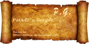 Patkós Gergő névjegykártya